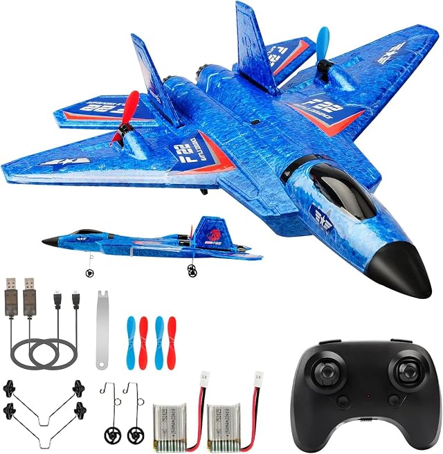 F22 RC Fighter Plane 2CH Ready to Fly RC Airplane for Beginners | 2.4GHz anti-interference control lightweight durable ideal toy gift for boys girls kids with easy operation & stable flight