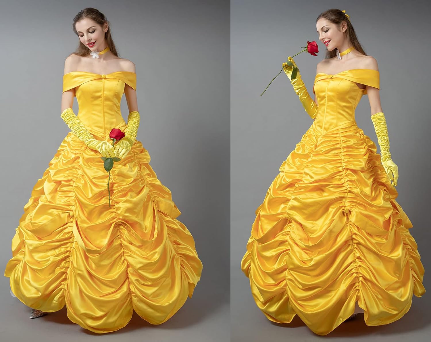 CosFantasy Women Princess Dress Yellow Ball Gowns Dress Princess Cosplay Dress for Halloween Party Dancing