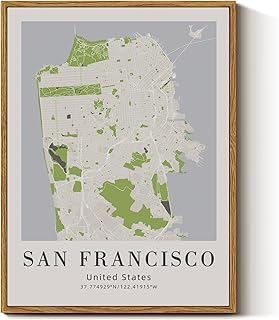 ARPEOTCY San Francisco Framed Wall Art,12x16in City Map Canvas Print, Minimalist Modern Poster Bay Area Decor for Living Room Office Bedroom Bathroom