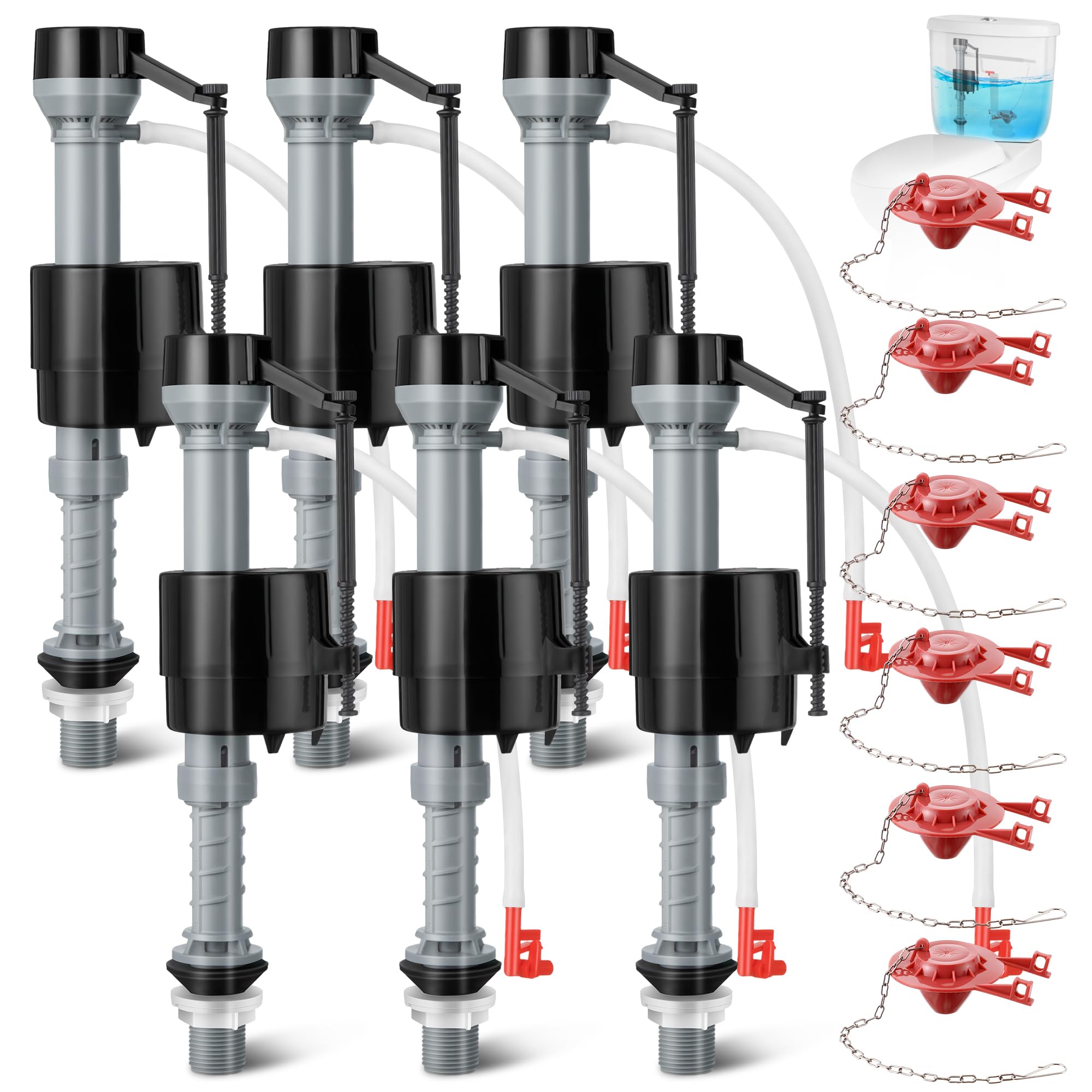 6 Sets Toilet Float Replacement Kit with 2 Inch Flapper Replacement