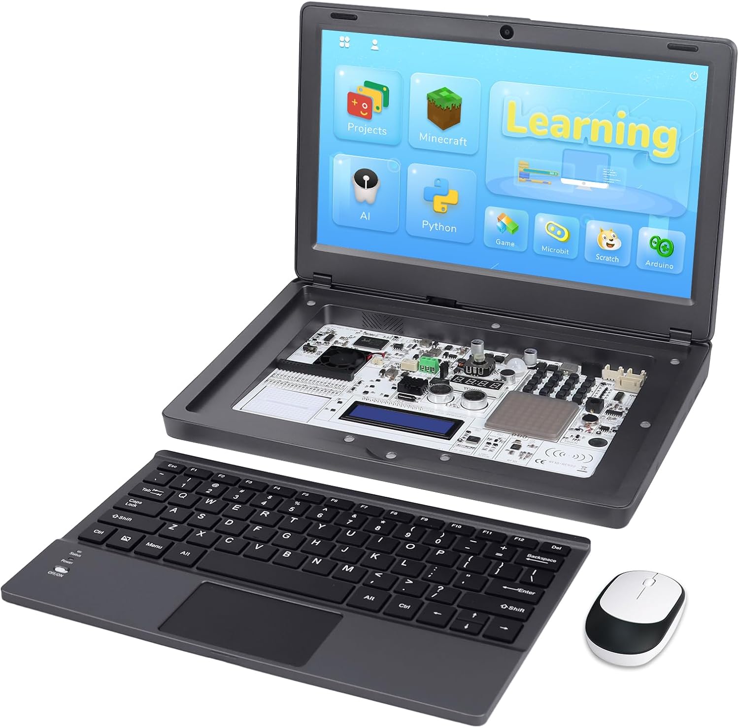 CrowPi2 All-in-One Raspberry Pi Portable Laptop with Raspberry Pi 5 8GB, 11.6 Inch IPS Screen, Learning Programming Kit with Sensors for Education, Makers, and Developers (Deluxe Kit)