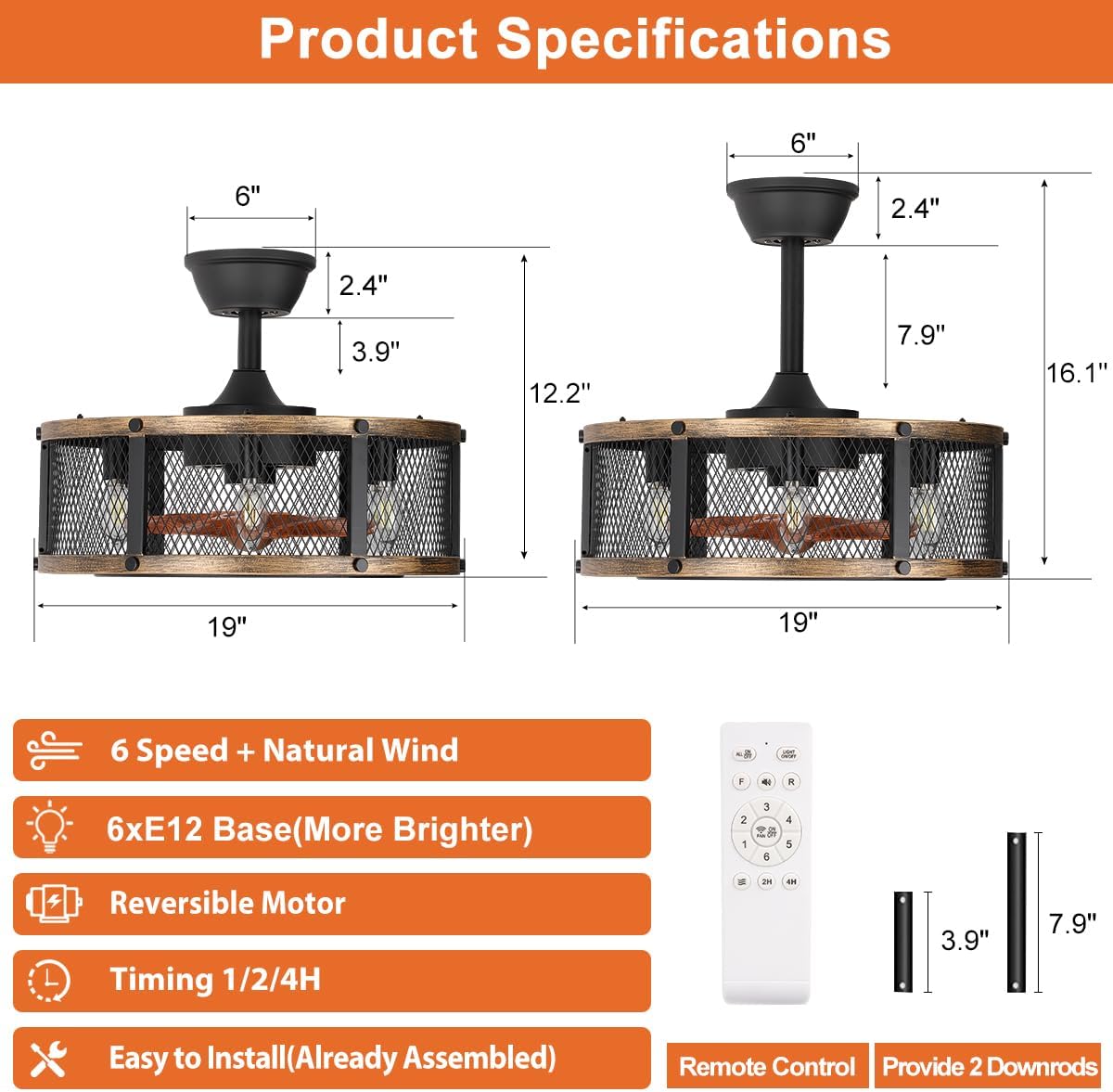 Product dimensions and features diagram