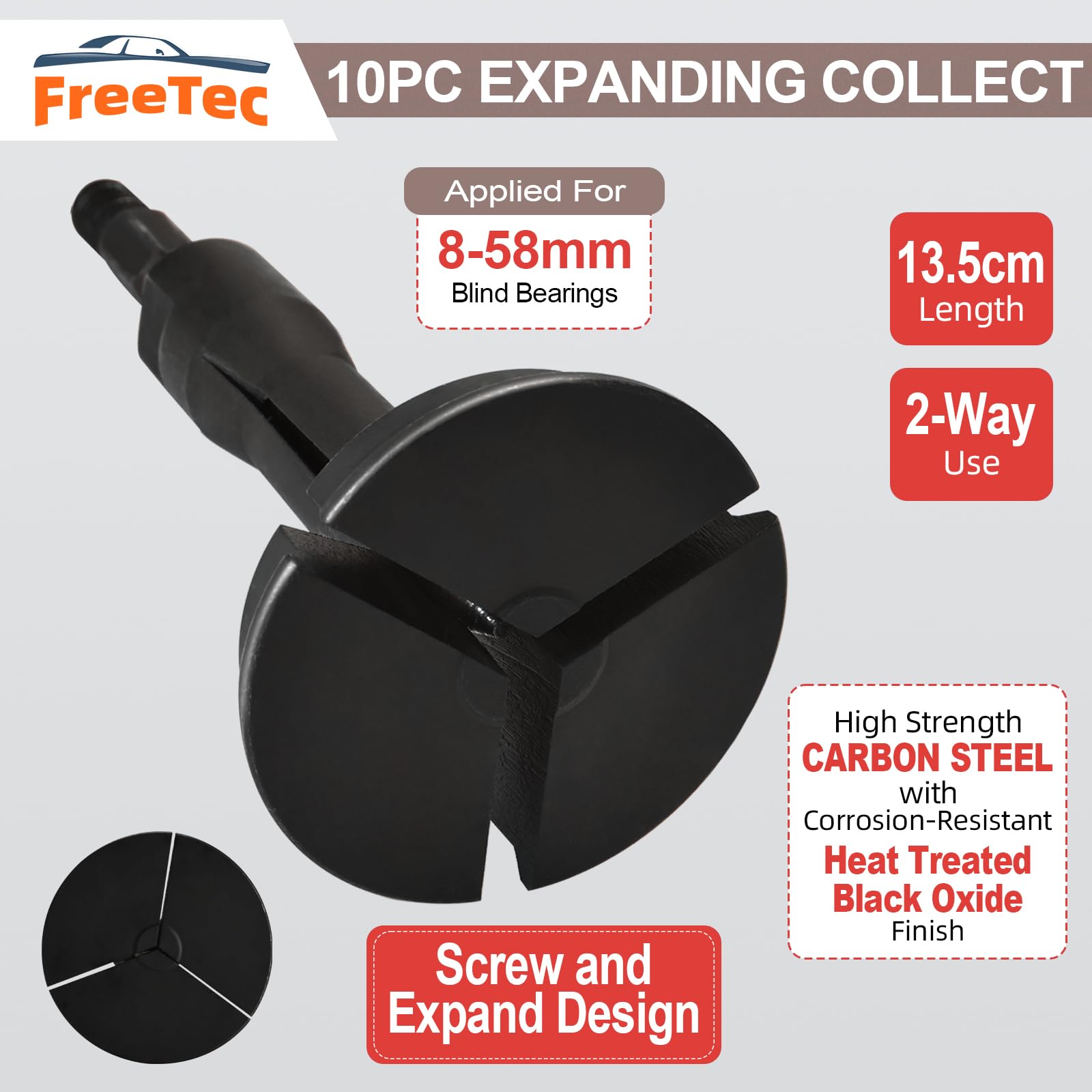 FreeTec 16 Piezas Extractor Rodamientos Internos, 8mm-58mm Extractor para Rodamientos Interior con Martillo Deslizante, Herramienta Extracción Rodamientos Internos para Coche Camión Motocicleta