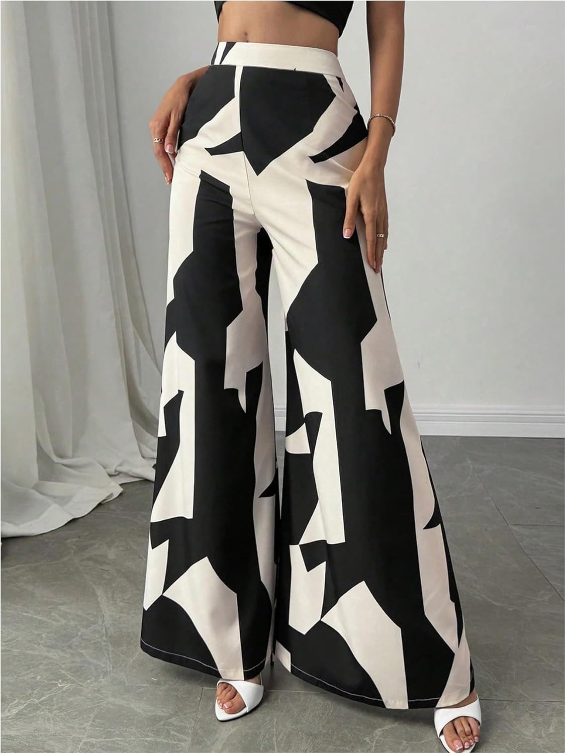 SweatyRocks Women's Wide Leg Palazzo Pants Dressy Casual High Waisted Long Trousers - Image 2