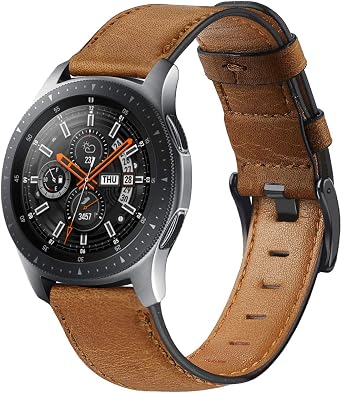 DEALELE Bands Compatible with Samsung Gear S3 Frontier/Classic/Galaxy Watch 46mm / Galaxy 3 45mm, 22mm Soft Leather Replacement Strap for Huawei Watch 3/3 Pro / GT3 46mm / GT2 46mm, Brown