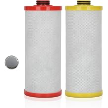 AQ5200R AQ-C2-R Filter, Replacement for Aquasana 2-Stage Red and Yellow Replacement Filter Compatible with Claryum 2-Stage Under Sink Water Filter Reduce 99% of Chlorine, 2 Counts