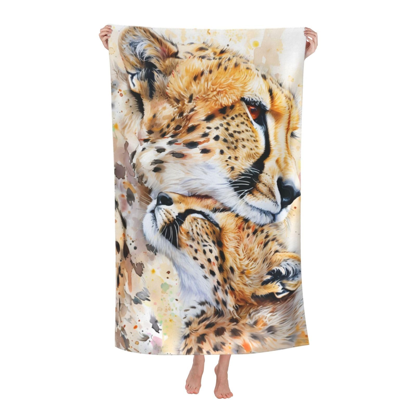 HLBSDM Gentle Cheetah Beach Towel Microfiber Quick Dry Sand Proof Lightweight Bath Pool Animal Towel for Women Adults Kids Soft Absorbent Oversized Towels for Swim Travel Sports 32×52 in