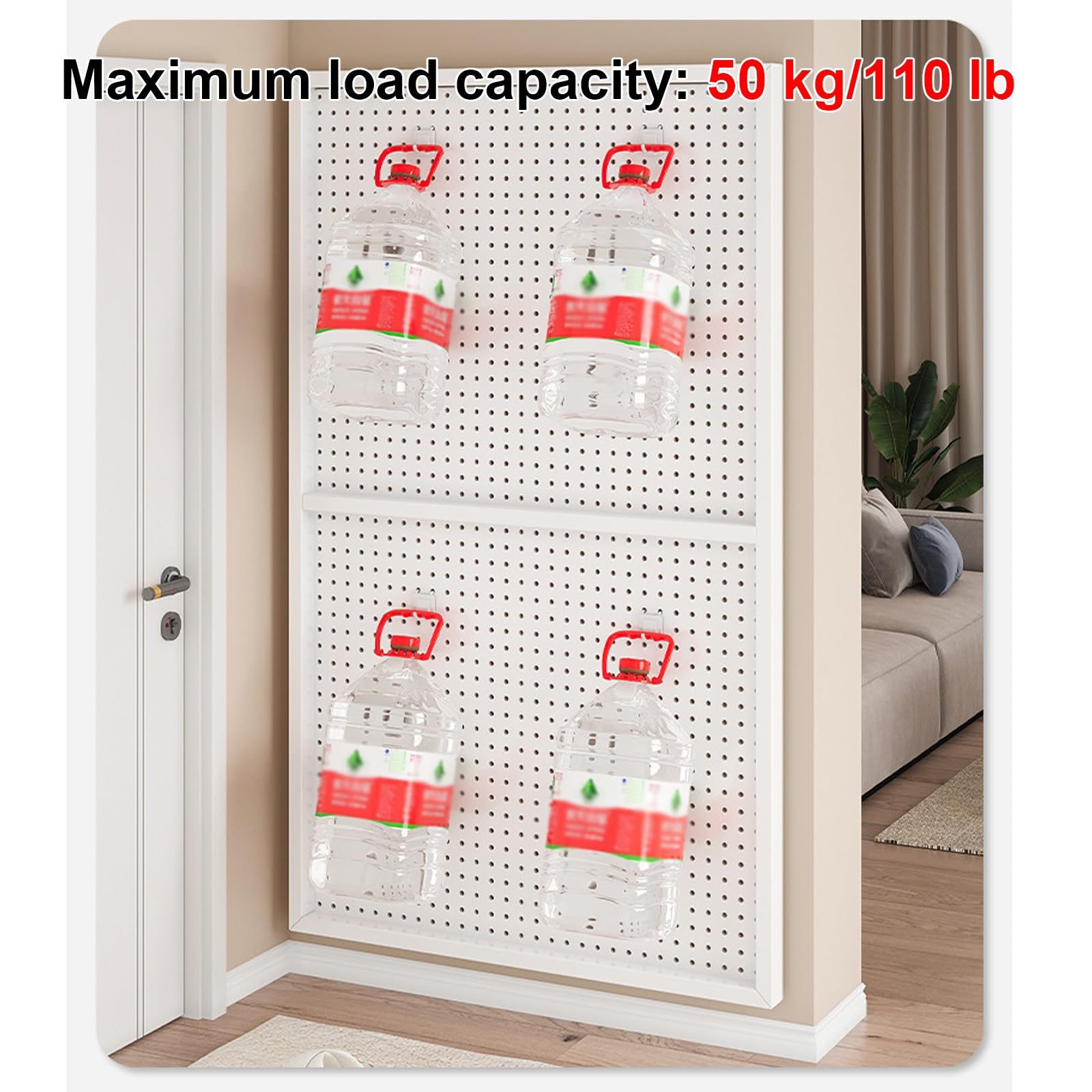 Metalowy organizer na pegboard z 20 haczykami, wytrzymała stalowa tablica narzędziowa do ścian garażowych i ekspozycji rzemieślniczych, 120 x 50 cm, czarne rozwiązanie do przechowywania narzędzi i