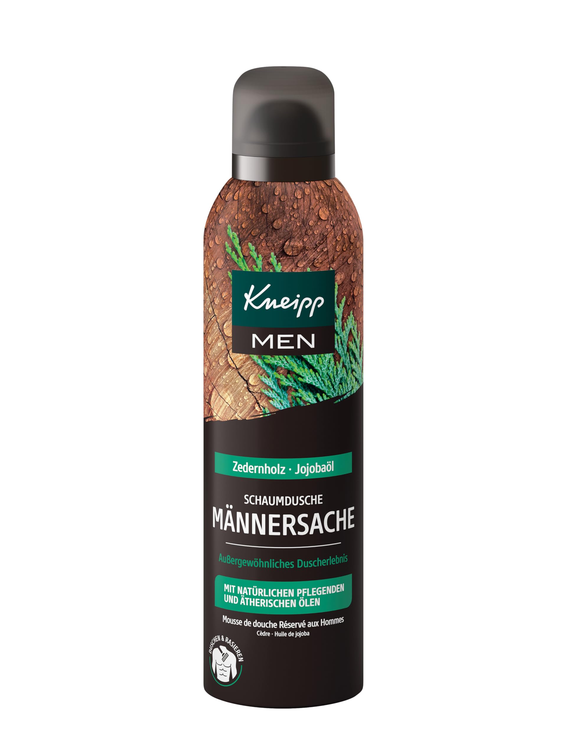 Kneipp Schaumdusche Männersache - Duschschaum für Männer mit kräftig herbem Duft - 200ml