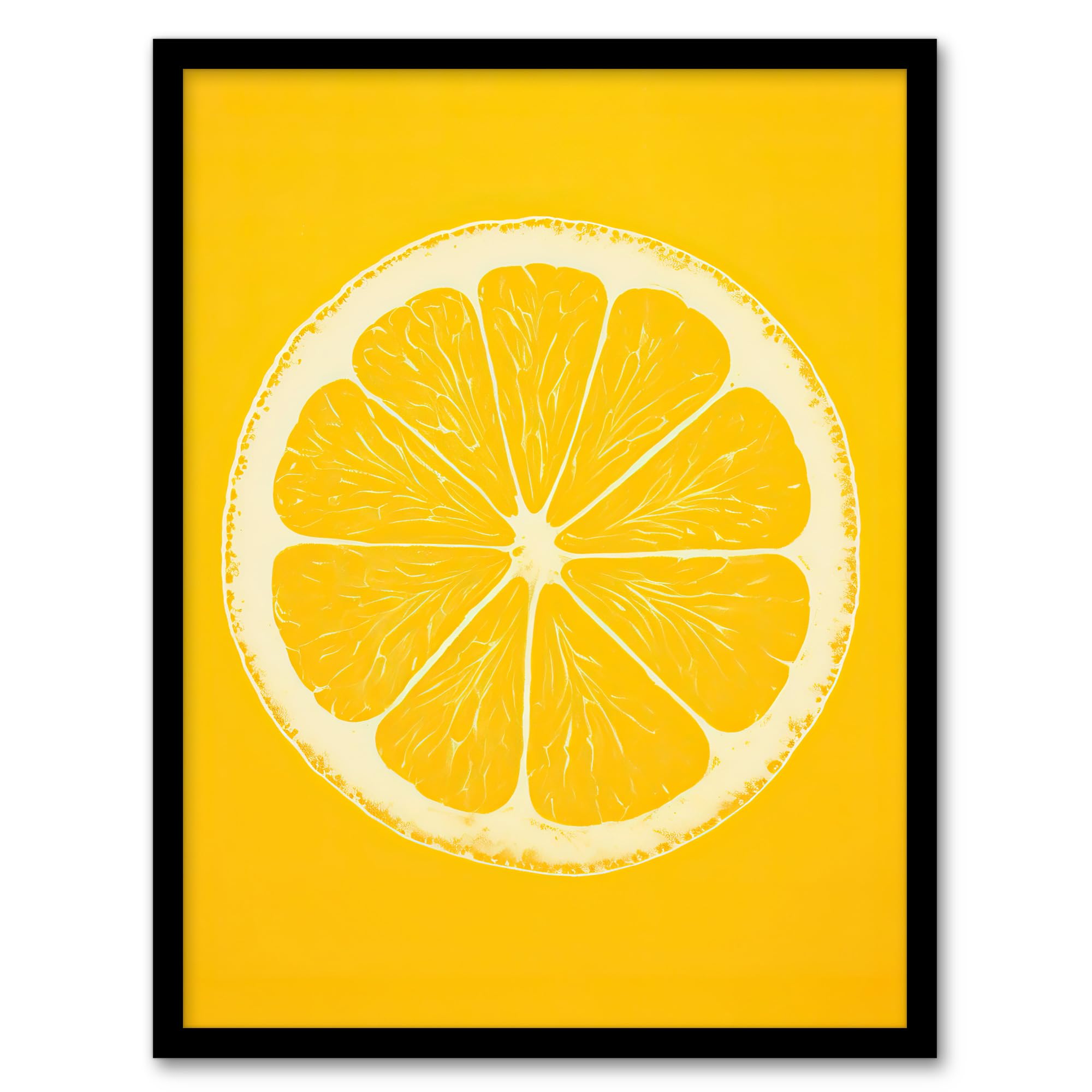 Artery8 Lemon On Citron On Yellow Monotone Minimalist Kitchen Interior Decor Artwork Framed Wall Art Print A4