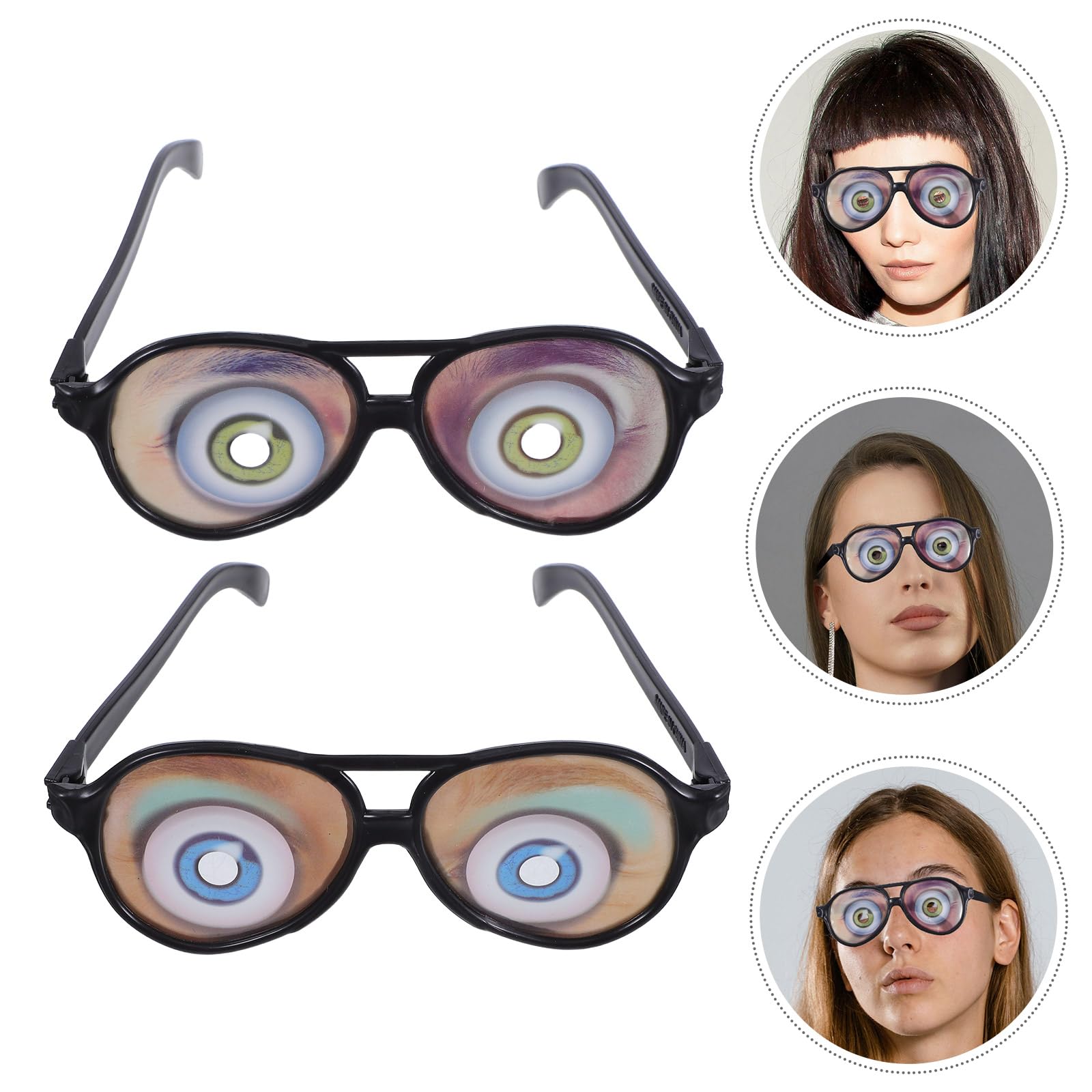 LUOZZY 2 Pcs Funny Halloween Glasses Costume Props Yellow Blue Novelty Eyewear for Parties Family Gatherings Photo Booth Cosplay Accessories