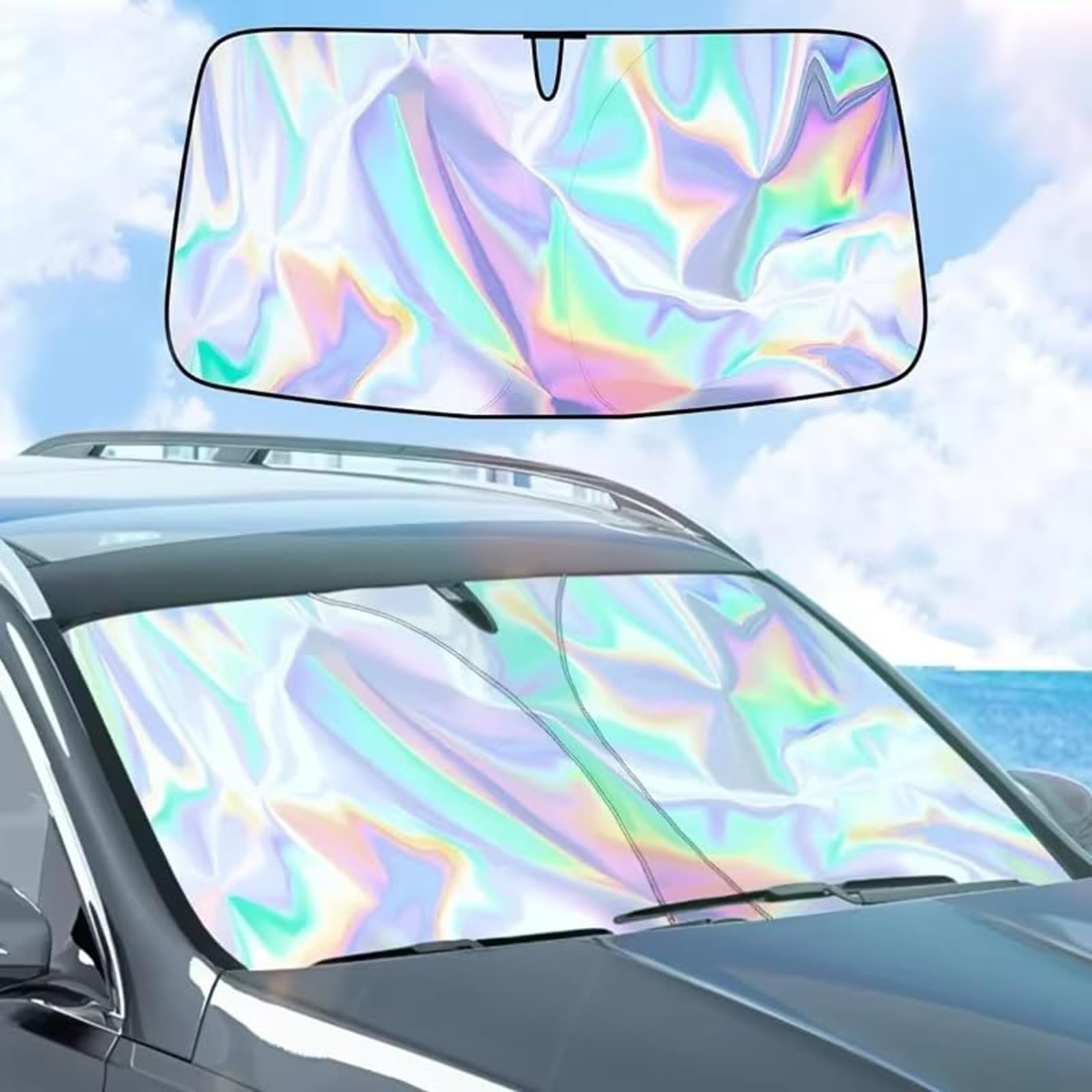 SYXWILTVU for Dacia Spring Lodgy Dokker Duster Logan Car Sun Shade Windscreen, Holographic Laser Windshield Sunshade Premium UV Reflector Heat Insulation Protector Blocker