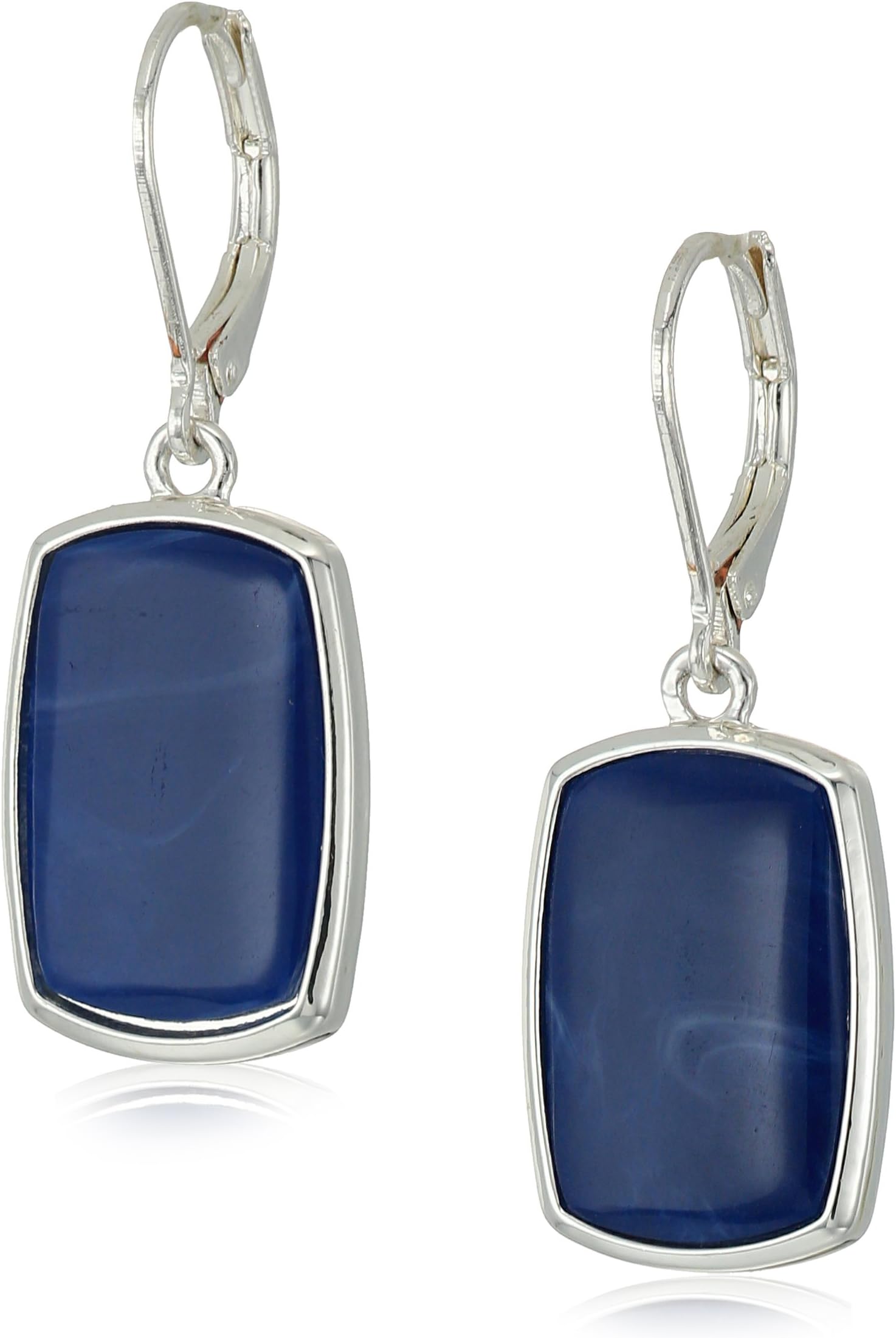 Women's Denim Large Drop Earrings Silver Tone