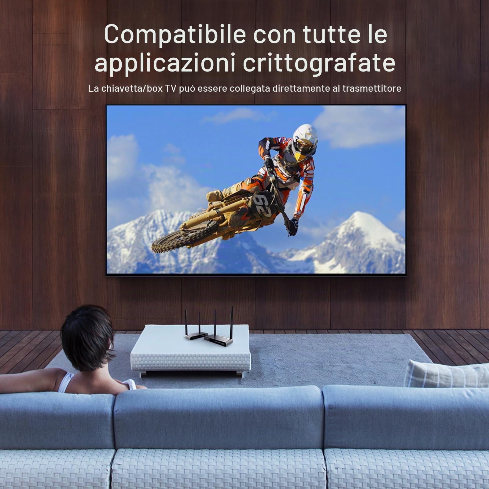 Trasmettitore e ricevitore HDMI wireless, 4K Wireless H-DMI, KVM, telecomando IR, uscita HDMI, plug & play-5G Stream video e audio extender per laptop, fotocamera, TV box a monitor.
