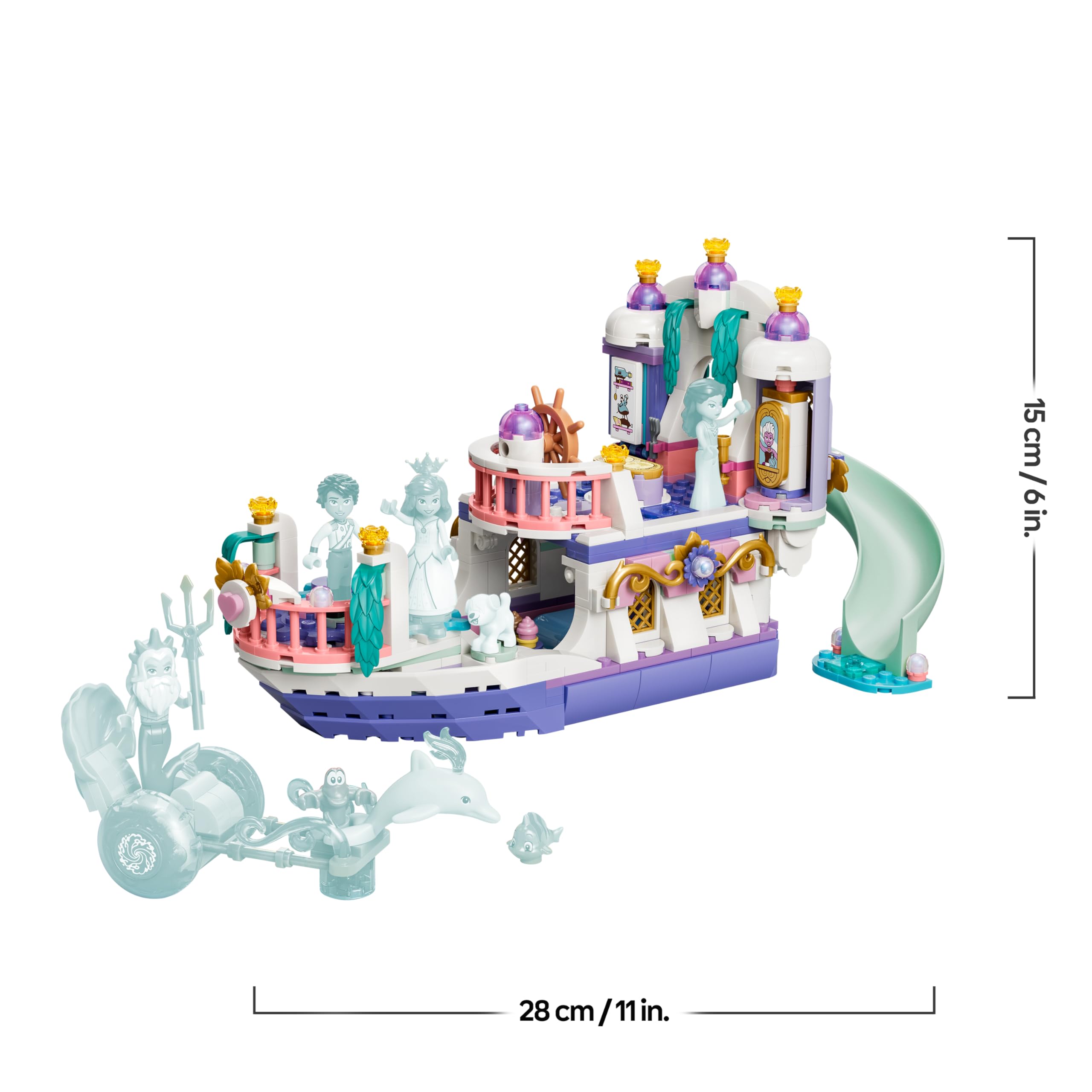 LEGO ǀ Disney Princess Arielles Königliches Hochzeitsboot - Arielle, die Meerjungfrau Set mit 7 Figuren inkl. Arielle und Vanessa - Zimmerdeko - Geschenk für Mädchen ab 6 Jahren und Fans 43299