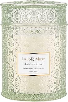 LA JOLIE MUSECitrus Mint Scented Candles, Summer Candle, 19 oz Wood Wicked Large Candle Gifts for Men&Women, Long Burning Glass Jar Candles