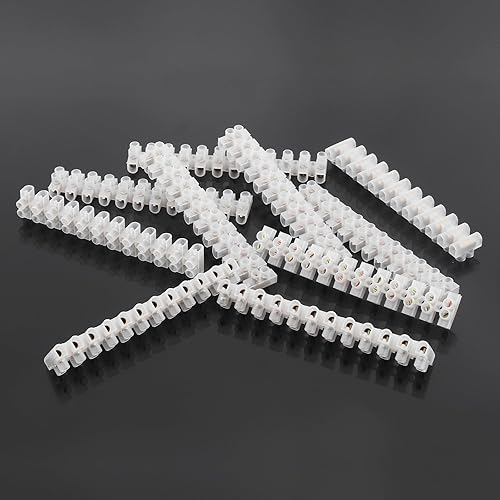 Miniatura 9 de Smgda Bloque de terminales de 10 piezas, conector de terminales de tornillo blanco, bloque de barrera eléctrica de doble fila, tira de terminales de