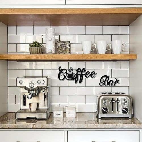 Miniatura 2 de WEKEY Metal Wall Art,Coffee Bar Wall Decor,Black Wire Art Wall Decor, Coffee Bar black Metal Wall Decorations for Home,Kitchen,Office, Black Wire