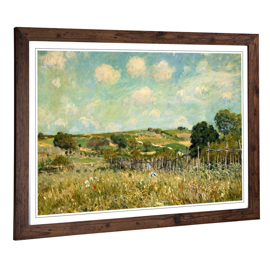 Big Box Art Framed Print of Alfred Sisley The Meadow Design | Wall Art Picture | Home Decor for Kitchen, Living, Dining Room, Bedroom, Hallway, Office, Walnut, A2 / 24.5x18 Inch / 62x45cm