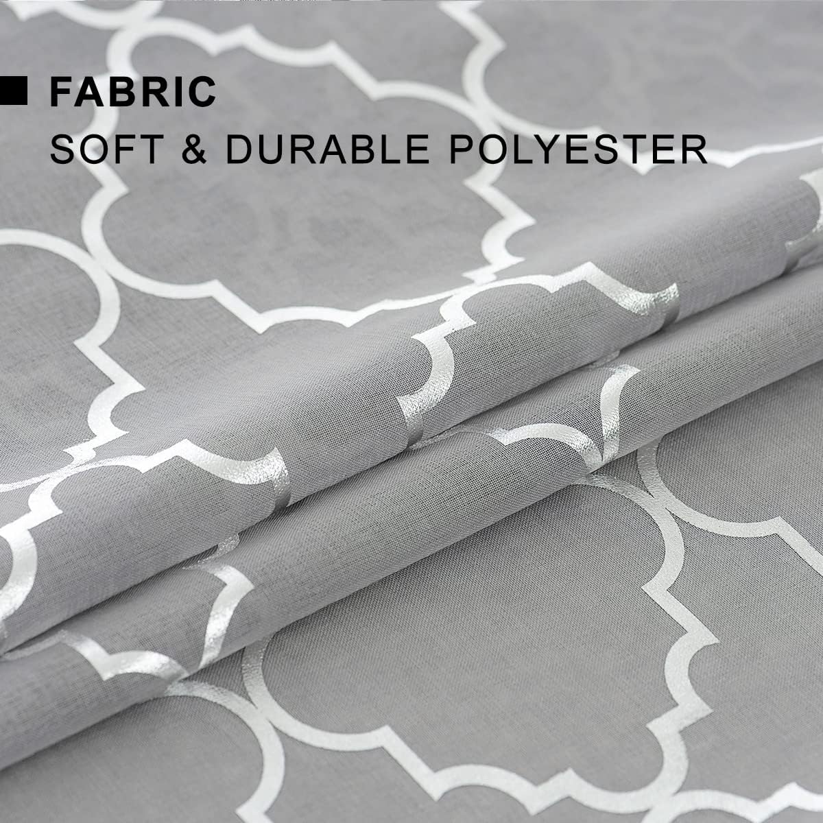 Kotile 108 Inch Silver Sheer Curtains 2 Panels Metallic Moroccan Ogee Pattern Extra Long Shimmer Sheer Curtains for Living Room, Rod Pocket Privacy Light Filtering Tall Window Curtains W52 x L108 Inch