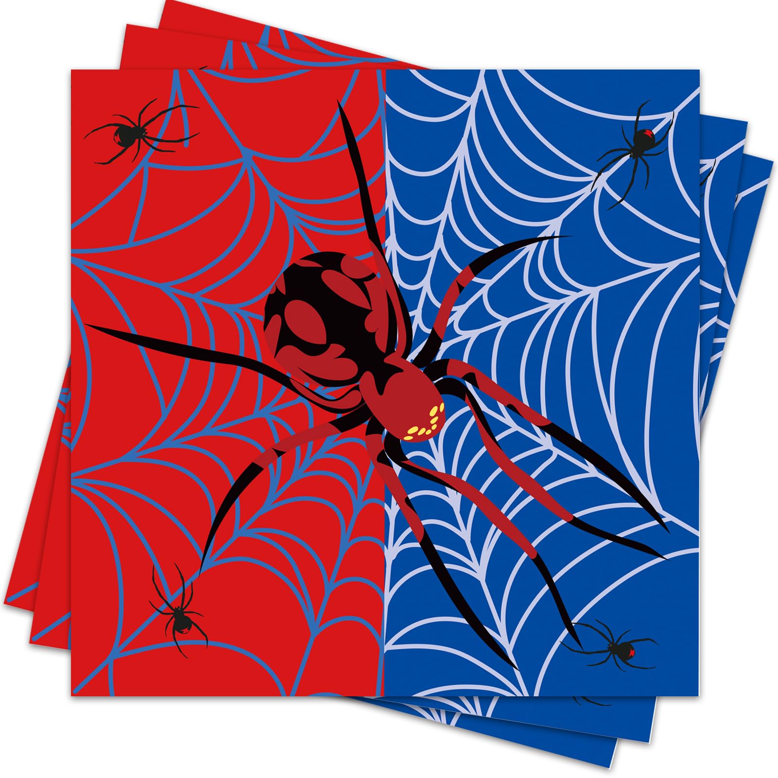 Xunerloy 40Pcs Spider Web Party Napkins,Kids Birthday Napkins Red Blue Serviettes Hero for Boys Girls Baby Shower Party Supplies Table Decoration