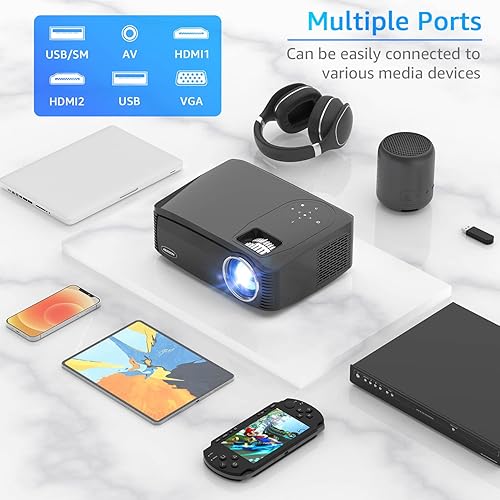 Miniatura 7 de Proyector Bluetooth WiFi Native 1080P 5G, AILESSOM 20000LM 450 pulgadas, compatible con proyector de película 4K, alto brillo para cine en casa y