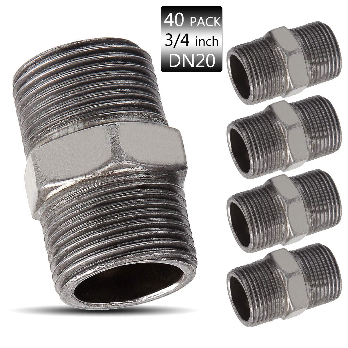 Buy STARVAST 3/4 inch Black Pipe Nipples, 40 Pcs Malleable Iron Cast