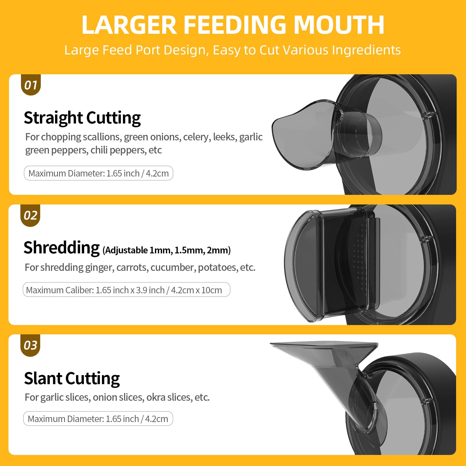 TERUISI Electric Vegetable Chopper, 200W Commercial Vegetable Slicer, Scallion Cutter Food Processor With 3 Feed Ports, 1-5mm Adjustable Thickness, 6000RPM For Veggie Onion Garlic Ginger Chili Potato