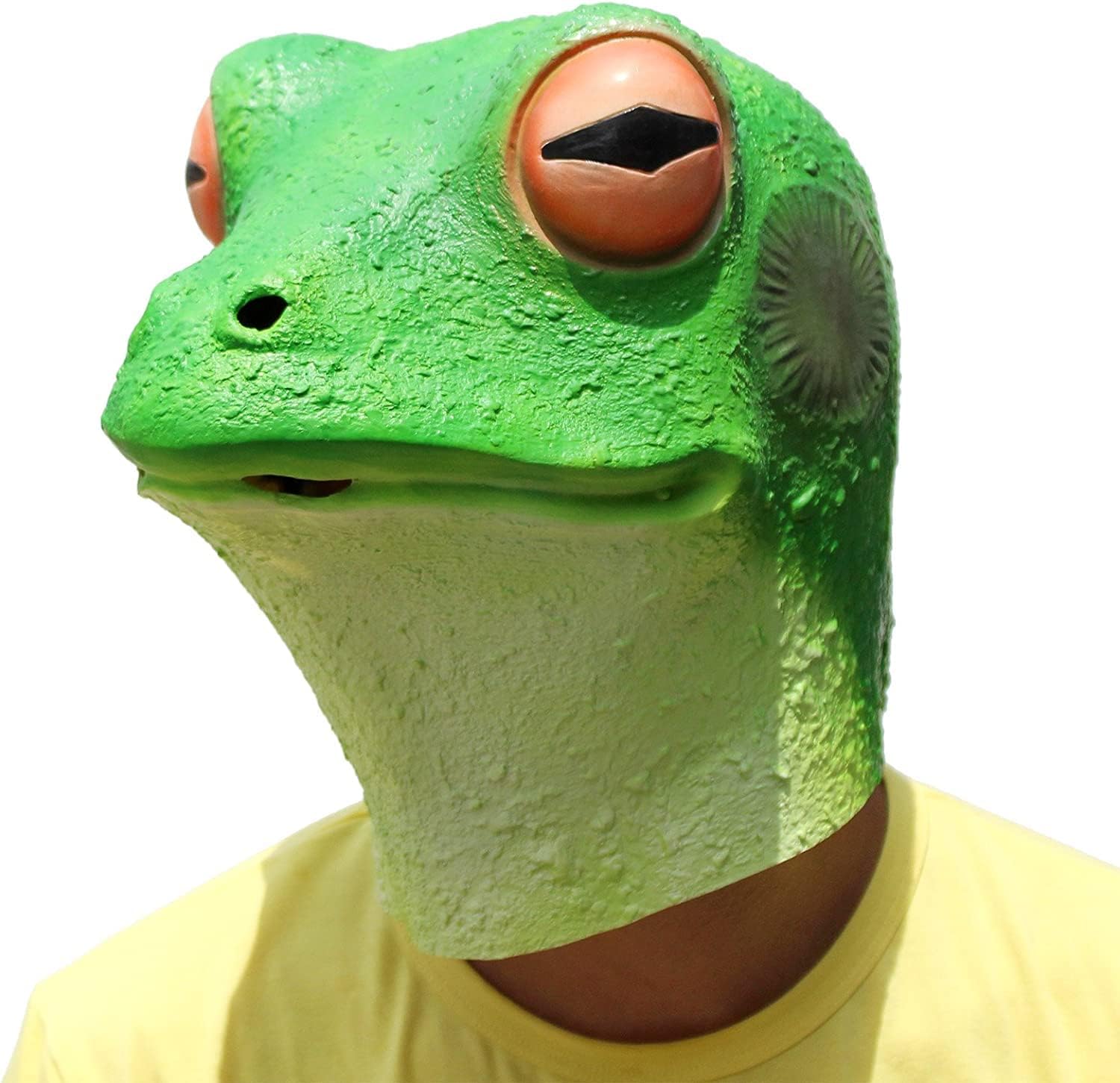 PartyHop - Frog Mask - Latex Halloween Animal Full Head Latex Adult