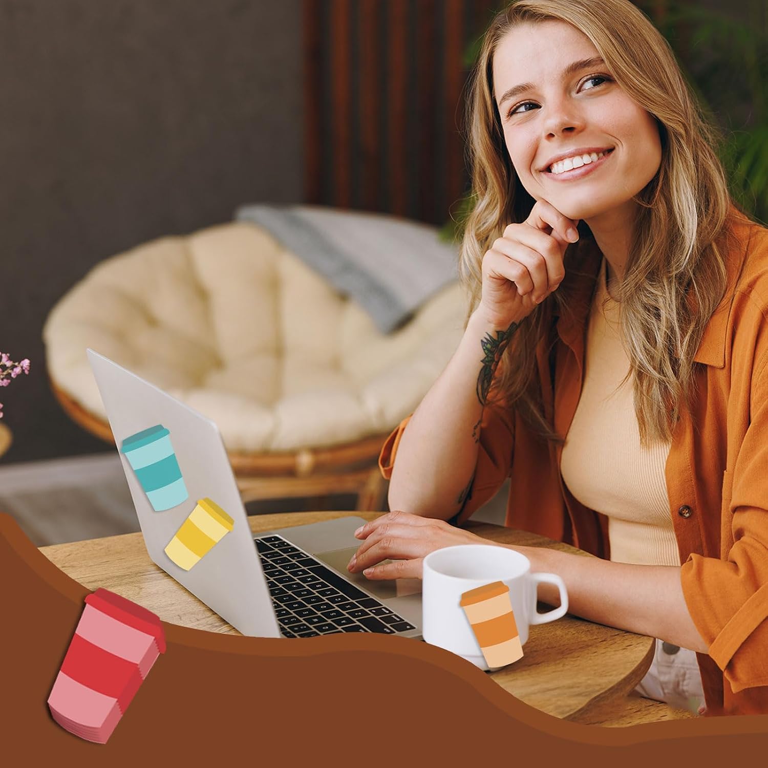 12 Pcs Coffee Cup Sticky Notes Self Memo Notes for Party Wall Home Office Coffee Lover Office Supplies Party Favors Gifts Bookmarks image 3