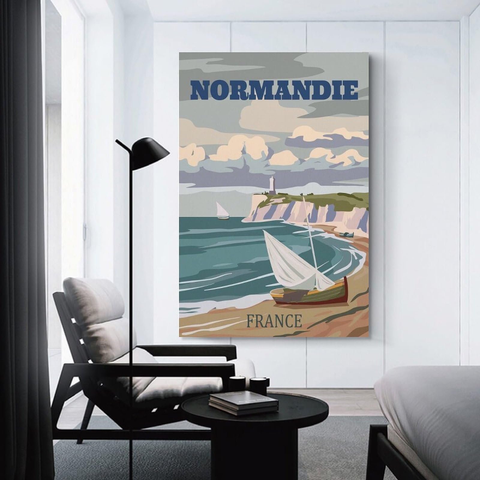 Junmoney Normandie, France Travel Canvas Wall Picture 24x36inch(60x90cm), for Picture Wall Styling in Lounge Or Bedroom, Decorative Artwork with Flexible Styling