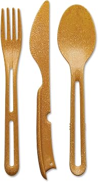Koziol 8003702 KLIKK File Plastic, Reusable, Knife, Fork, Spoon, Outdoor, Camping, Picnic, Hiking, Vacation, Lunch to go, Cutlery Set of Three