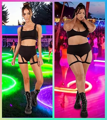 Miniatura 3 de EVELUST Pantalones cortos para mujer, cintura alta, levantamiento de glúteos, leggings exóticos para festivales