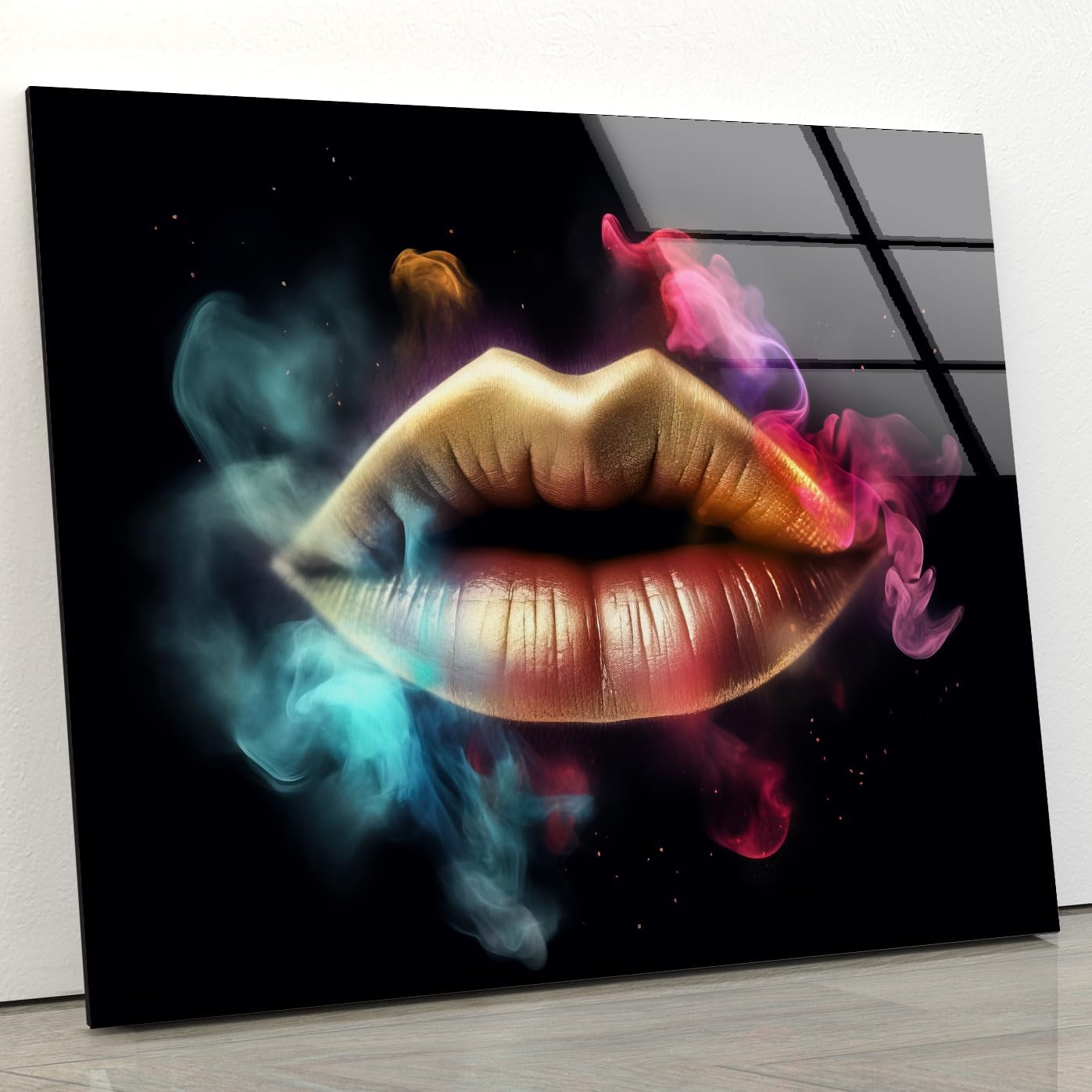 My Photostation.com 12x12''Tempered Glass Wall Art Woman Lips Wall Decor Glass Printing Cool Art Wall Hangings Lips Wall Art