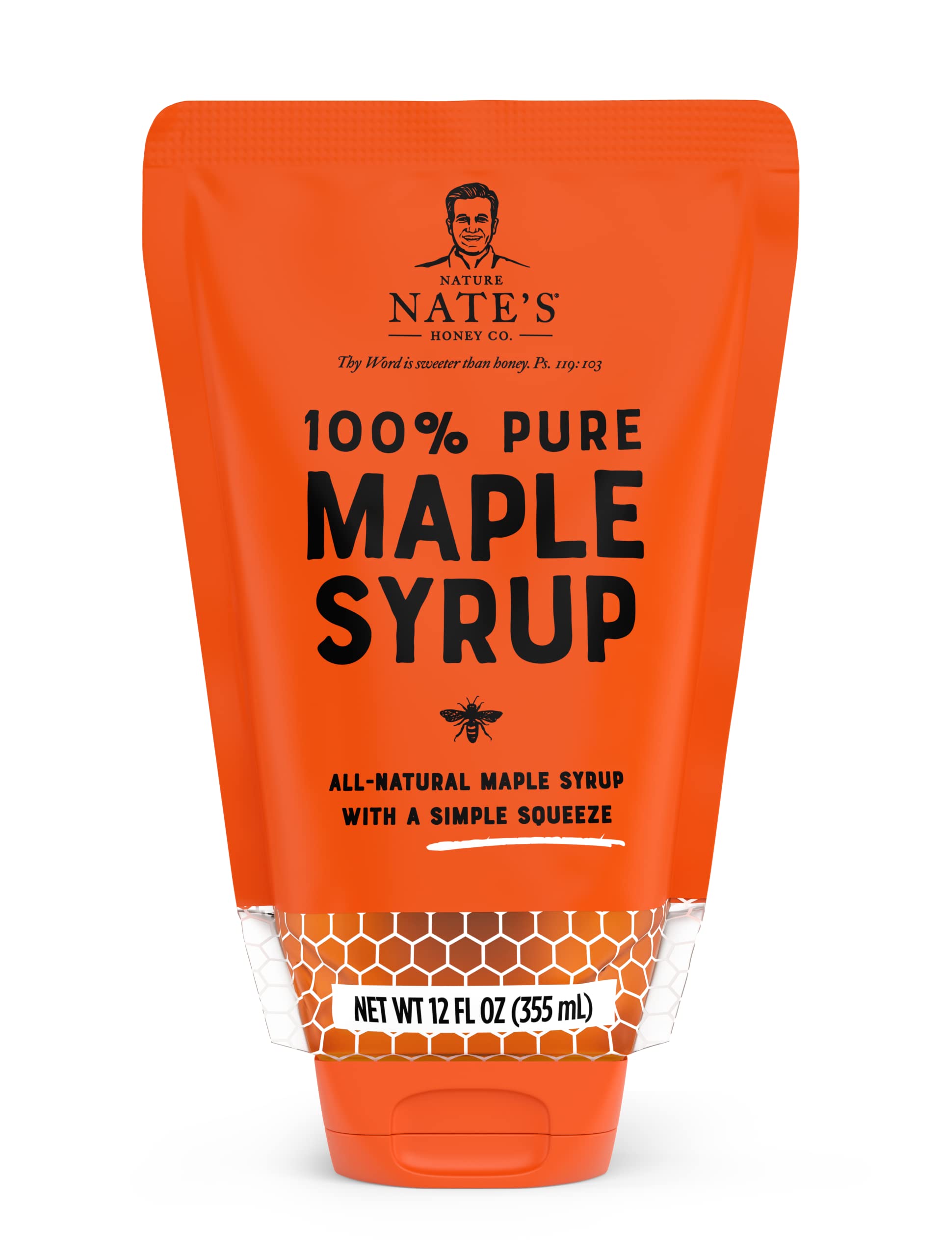 Nate's 100% Pure Maple Syrup - 12 oz Sustainable Pouch - 100% Real Maple Syrup with No Additives...