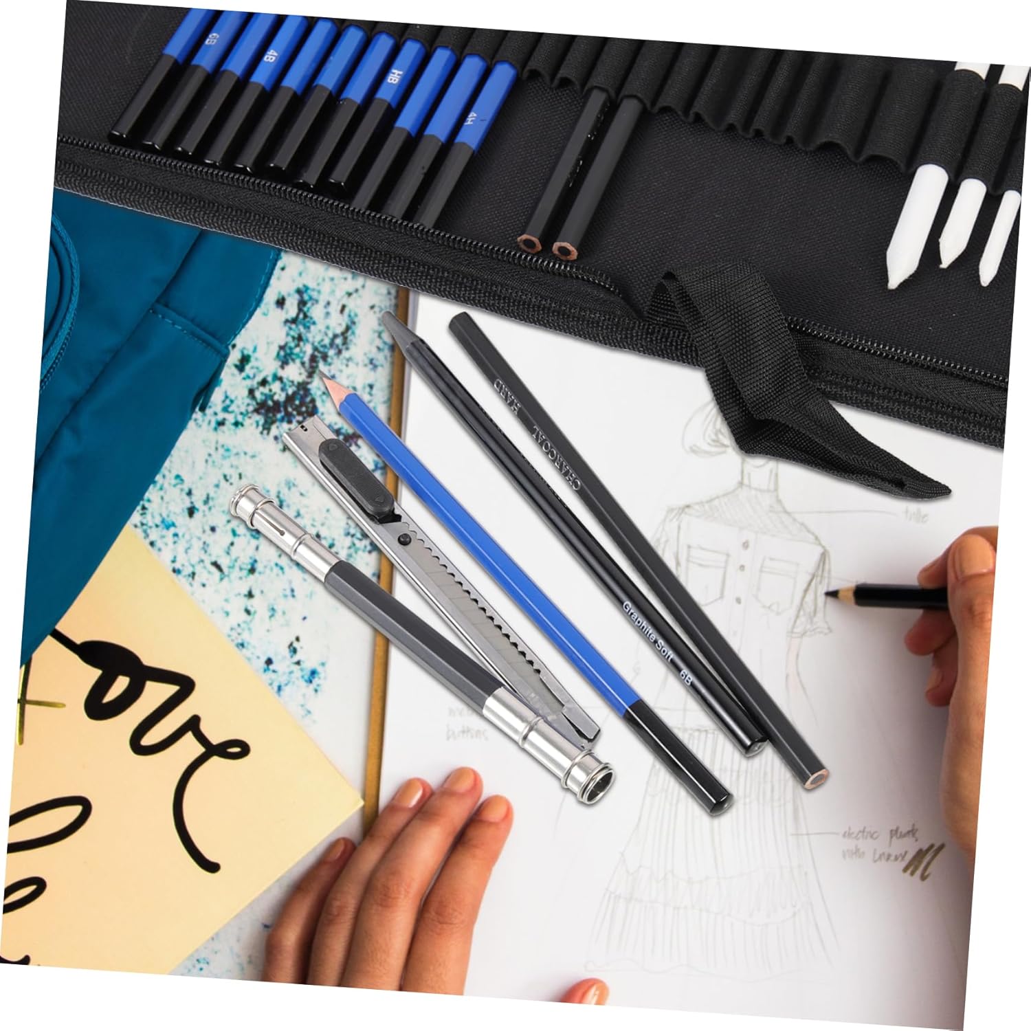 NUOBESTY Sketching Pencil Drawing Kit Shading Pencils Artist Supplies Sketching Painting Art