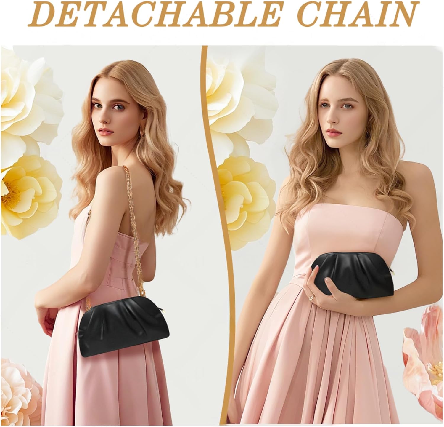 lovyoCoCo Clutch Purse for Women Soft Pleated PU Wedding Clutch, Elegant Evening Bag for Galas, Proms,Cocktail Parties - Image 4