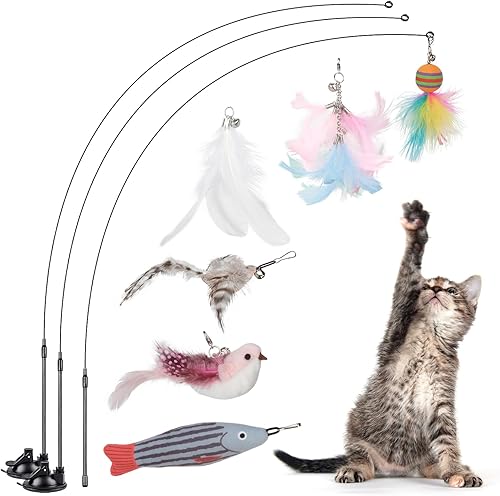 Miniatura 9 de Juguetes interactivos para gatos de interior, juguetes interactivos para gatos adultos aburridos de interior, paquete de 7 juguetes para gatos, 2