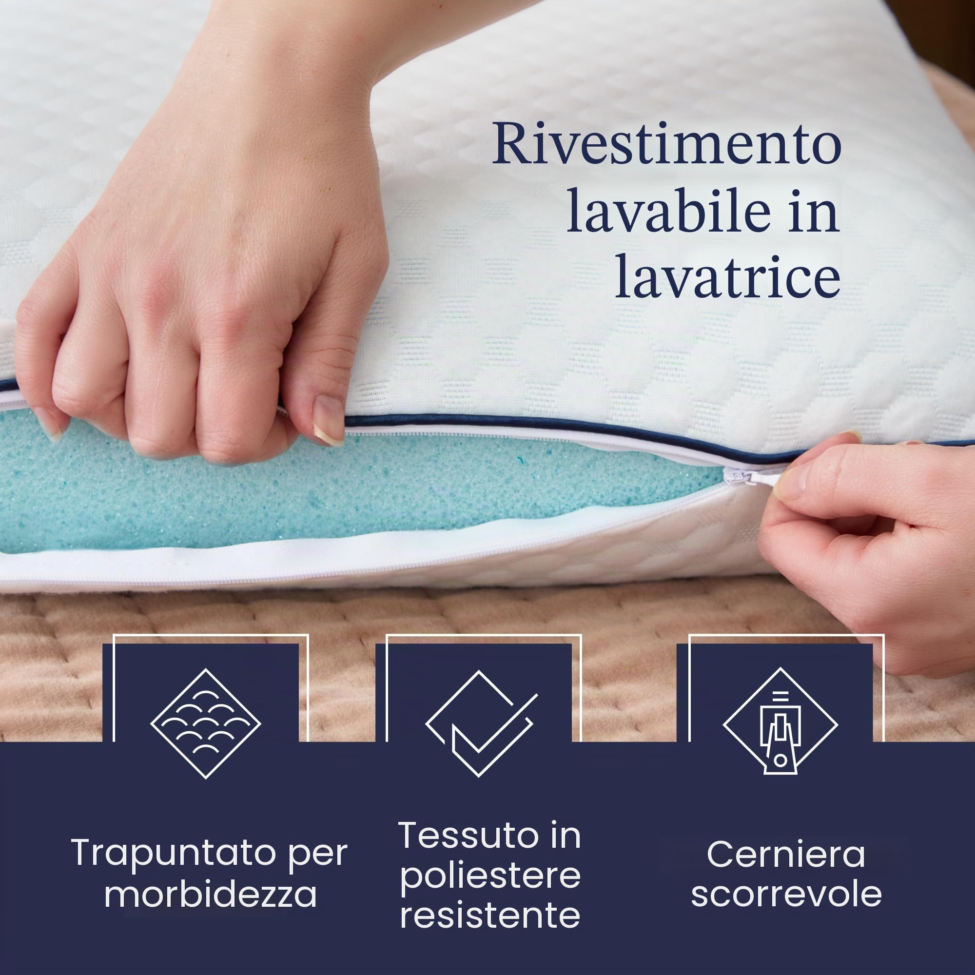 LUCID WEEKENDER Cuscino Memory Foam, con Gel Rinfrescante, Transpirant, Guanciale Letto, Cuscino Letto Singolo