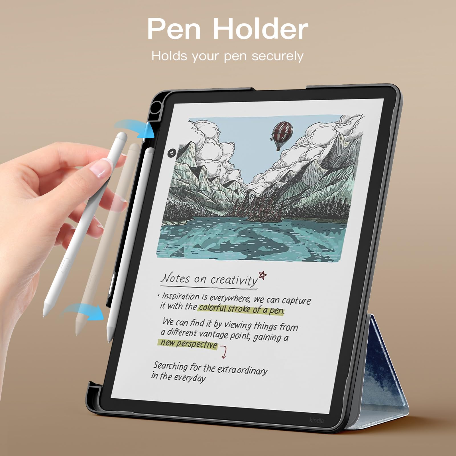 MoKo Kindle Scribe 11" 3a Generazione 2025 Colorsoft 1a Generazione 2025 Custodia in pelle Premium con supporto per penna Auto Sonno/Sveglia Foresta Grigia