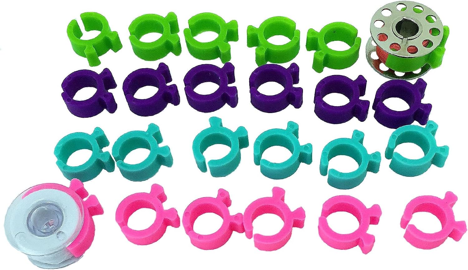 62 Piece Bobbin Holder Set for Sewing Machines - Bobbin Clamps for Organizing Threads and Avoiding Tangles 50+12