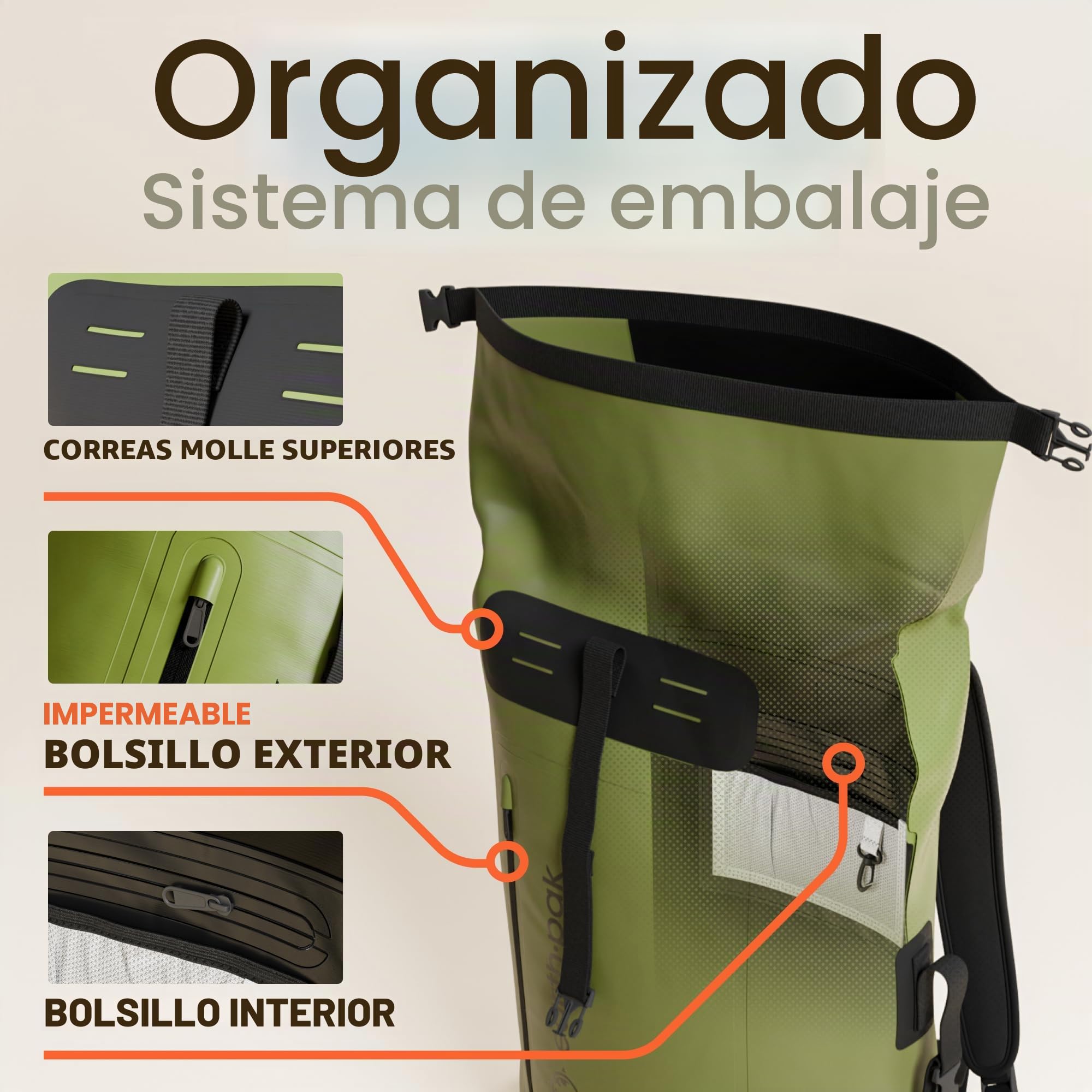 Earth Pak Mochila Impermeable Mochila Unisex adulto (Pack de 1)