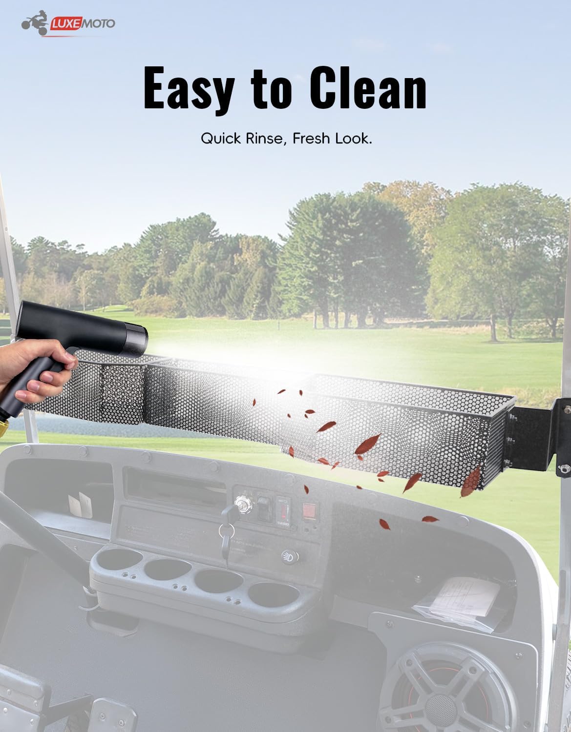 Golf Cart Front Inner Dash Storage Basket for E-Z-GO TXT, Combined Large Compartment Dash Tray Storage Organizer Rack for EZGO TXT Accessories, No Drilling, Black