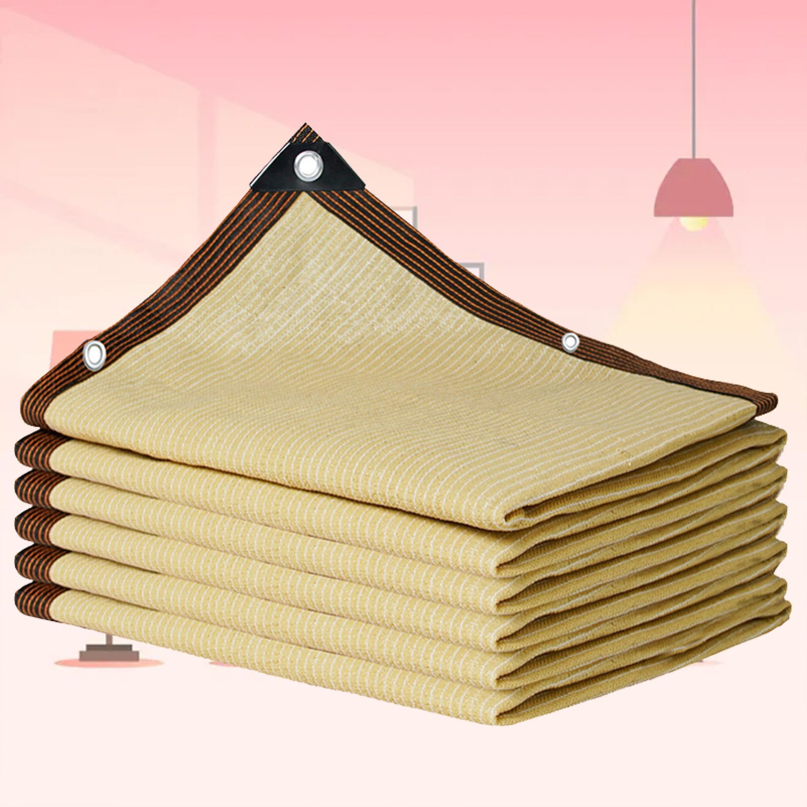 Voile d'ombrage 90 % anti-UV grand format beige avec œillets pour extérieur