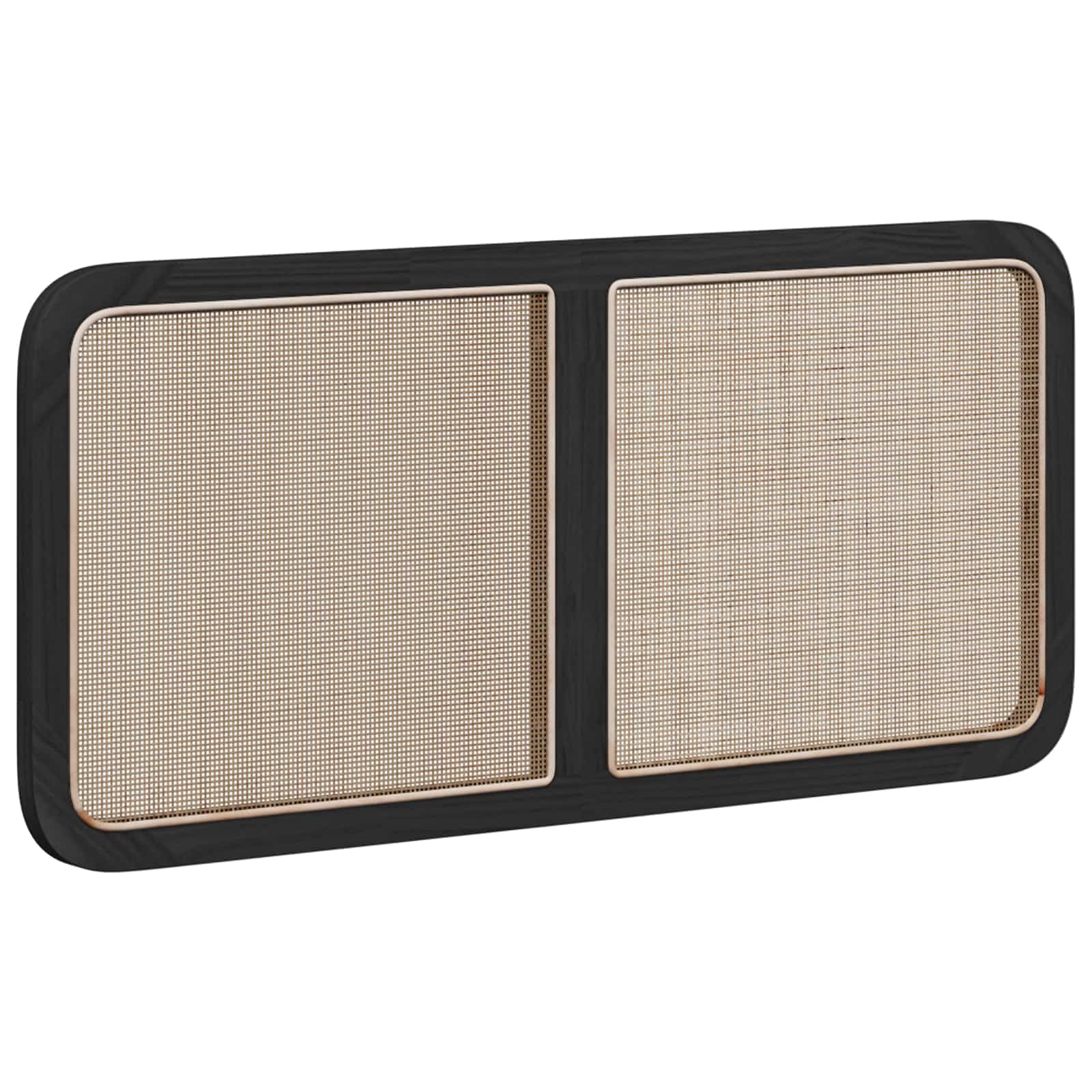 Cabecero de cama de madera maciza de pino negro, 120 x 55 x 3 cm, mimbre trenzado, cabecero de cama duradero para dormitorio, marco de cama