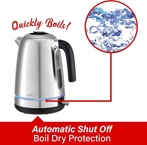 Brentwood KT-1792S 7-Cup 1,500-Watt Cordless Electric Stainless Steel Kettle