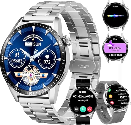 Reloj inteligente para hombre con respuestahacer llamadas, 1.39 pulgadas HD siempre pantalla reloj de seguimiento de fitness con 190 modos