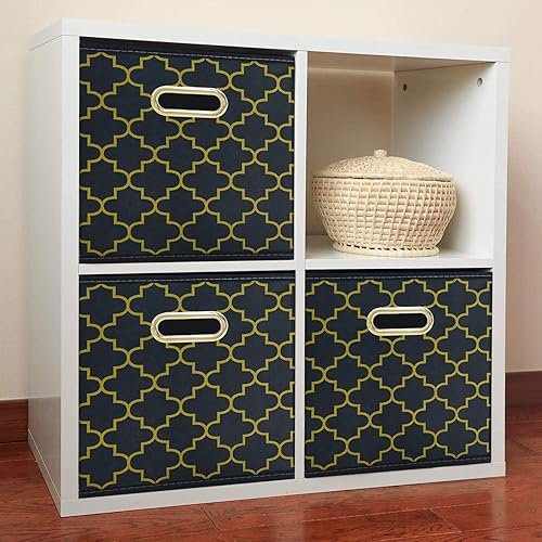 Vista 184 de Contenedores de almacenamiento de tela de tela, organizador de cubos de tela con asas dobles, cestas de almacenamiento plegables para el hogar