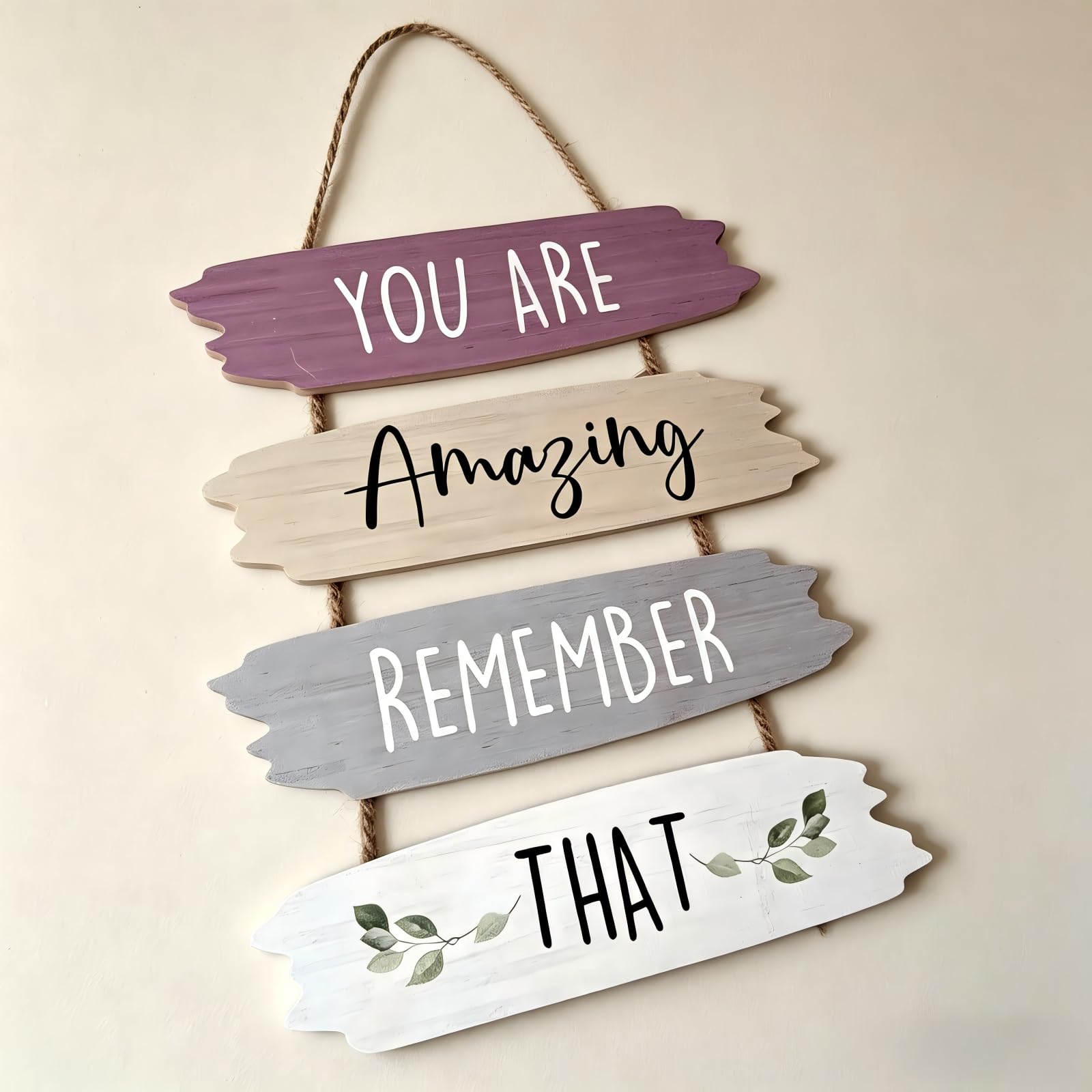 Tivleed Purple And White Wooden Wall Art - Boho Inspirational Quote Sign For Bedroom & Living Room Decor, Handcrafted Mango Wood Plaque With Motivational Sayings, Home Office Wall Hanging Decor For Adults