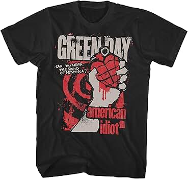 Green Day Men's American Idiot Hysteria T-Shirt Black XX-Large